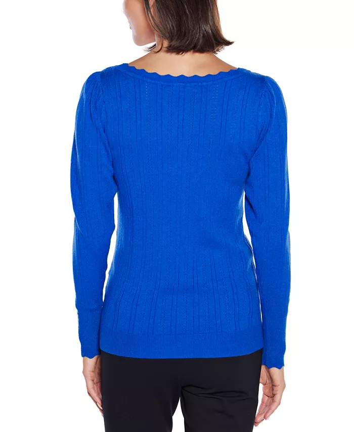 Women's Scalloped-Trim Boat Neck Sweater - thumbnail 9