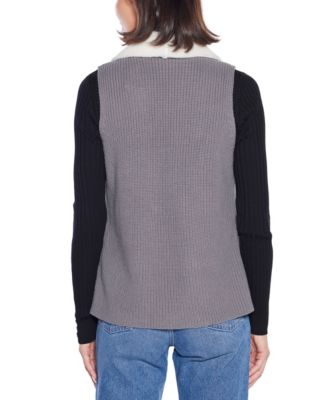 Women's Black Label  Sherpa-Trim Sweater Vest