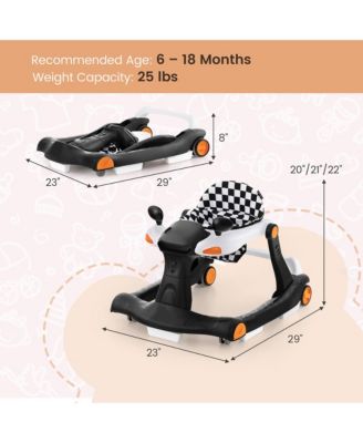 2-in-1 Baby Walker Foldable Activity Push Walker w/ Adjustable Height