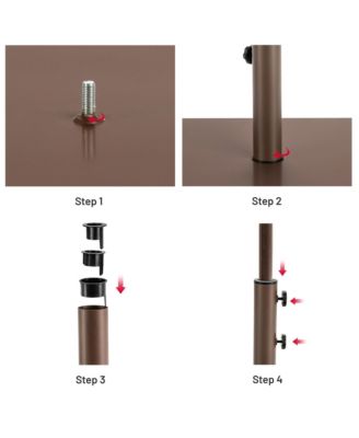 10 Ft Patio Table Market Umbrella w/ 24 Solar LED Lights & Heavy-duty Base