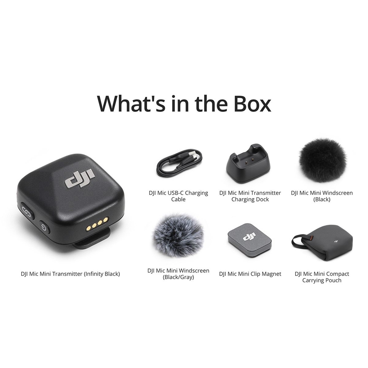 Dji Mic Mini Clip-On Transmitter with Built-In Microphone, Infinity Black