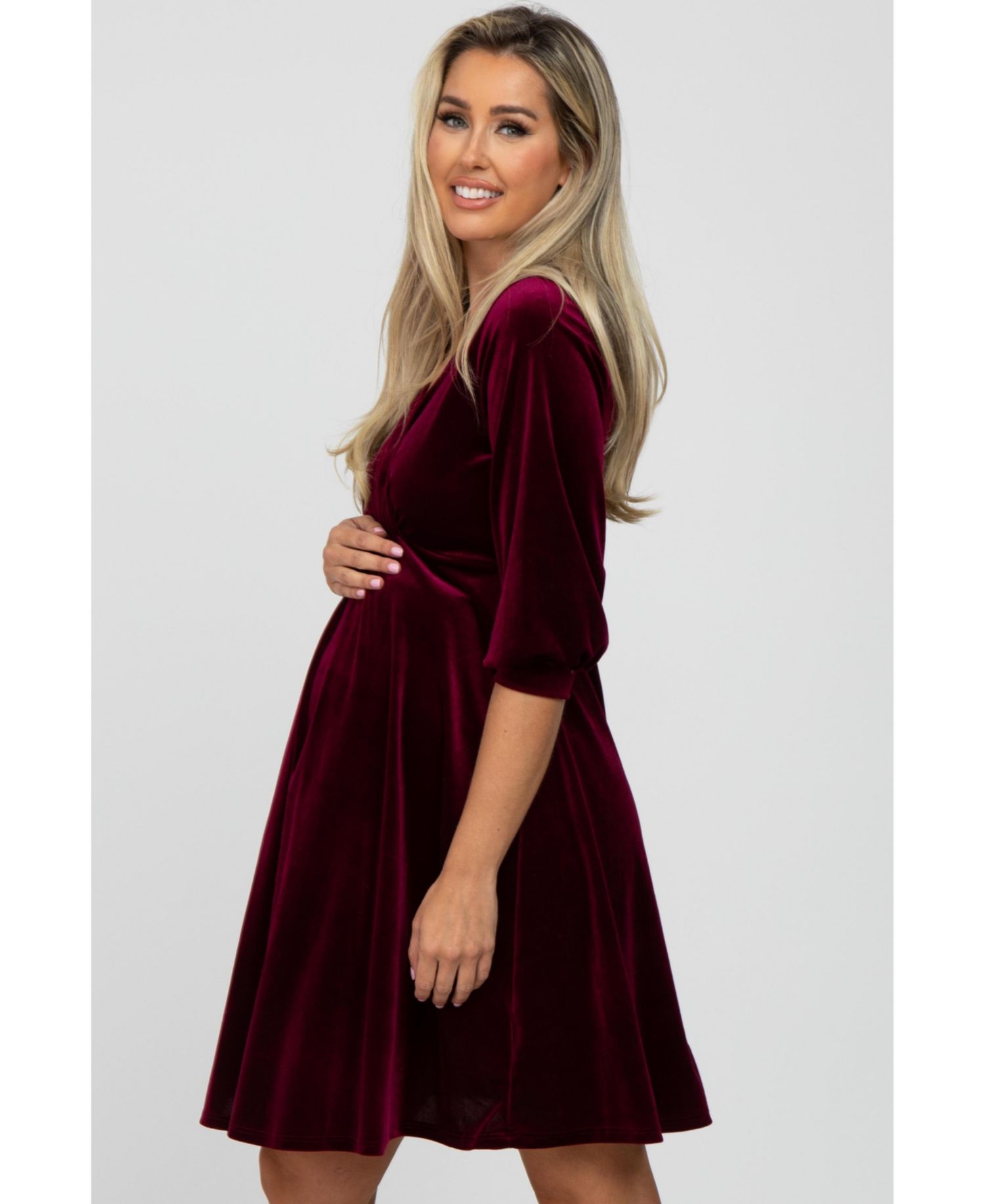 Women's Green Velvet Wrap Front Babydoll Dress
