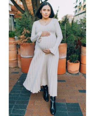 Maternity Black Ribbed Knit Maxi Dress