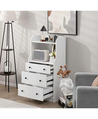 Modern Storage Dresser with Anti-toppling Device-White