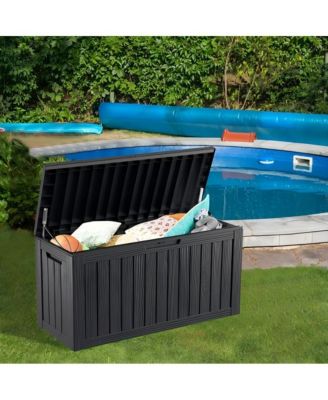 90 Gallon Patio Waterproof Resin Deck Box Lockable Outdoor Storage Garden Tools