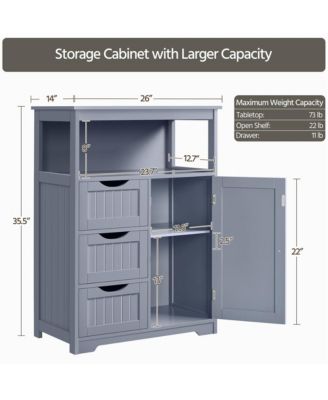 H Bathroom Floor Cabinet wirh 1 Door and 3 Drawers