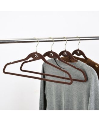 20PK Heavy Duty Velvet Hangers with Cascade Hook, 360 Degree Rotatable Hook Brown