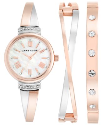 Anne Klein - Women's Two-Tone Stainless Steel Bracelet Watch & Bracelets Set 26mm AK-2245RTST