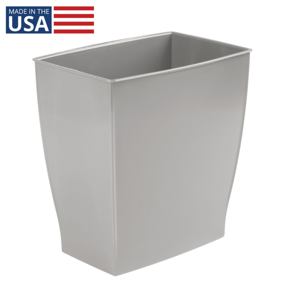 mDesign Small Rectangular Bathroom Trash Cans - Set of 4 - Gray - Made in Usa