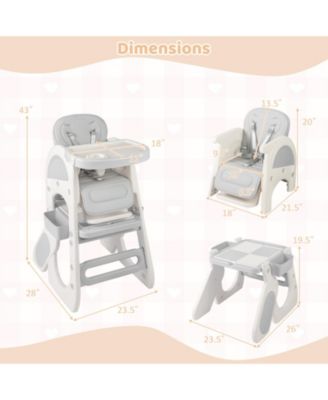 Convertible Baby Tall Chair 2-Tier Food Tray Feeding Chair for 18+ Month Olds