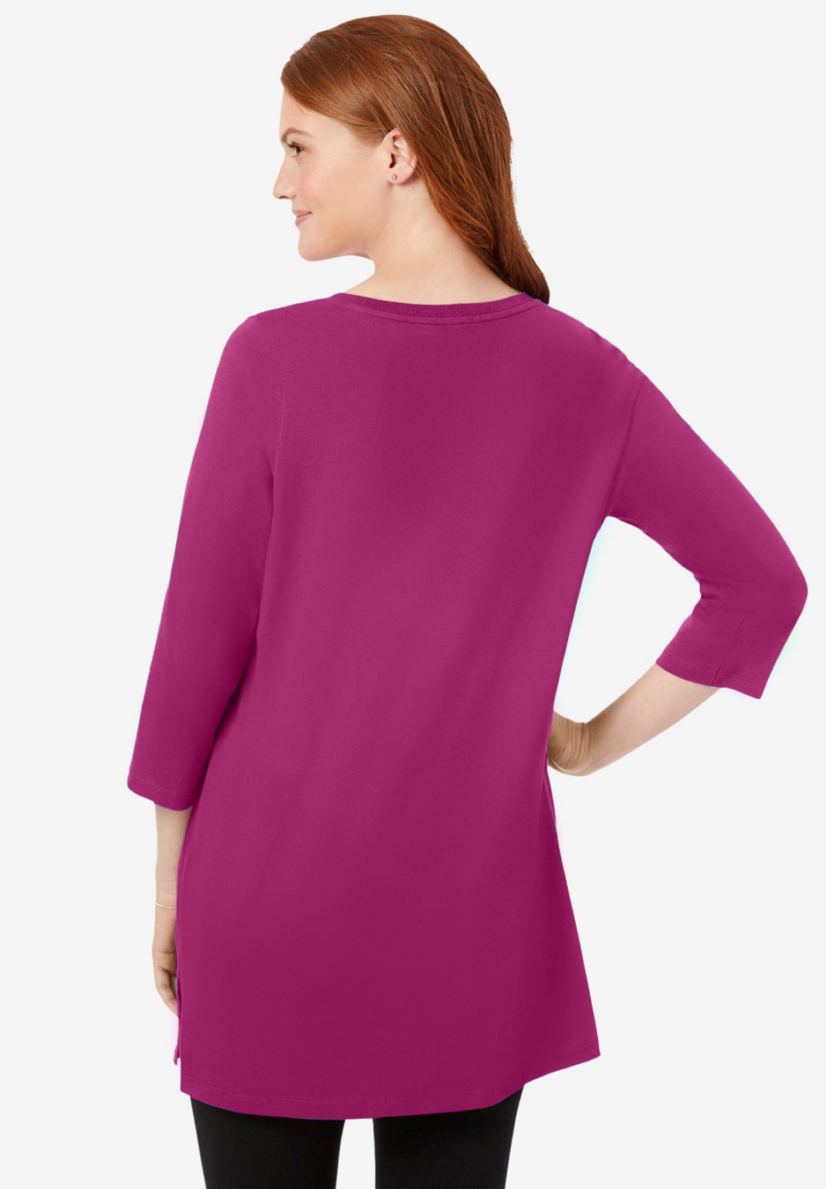 Woman Within Women's Perfect Three-Quarter-Sleeve Scoopneck Tunic
