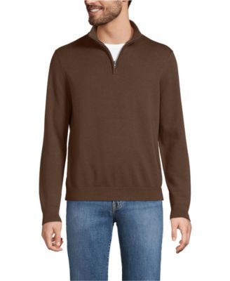 Men's Long Sleeve Fine Gauge Cotton Quarter Zip Sweater