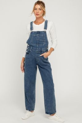 Blue Wash Rolled Cuff Denim Overalls