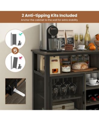 55-Inch Buffet Sideboard with 8-Bottle Wine Racks and Wine Glass Holders