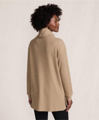 Women's Long Sleeve Waffle Cowl Neck Tunic
