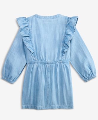 Girls' Toddler 2T-4T Ruffled Denim Shirtdress Dress, Macy's Exclusive
