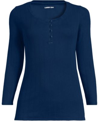 Women's 3/4 Sleeve Variegated Micro Rib Henley
