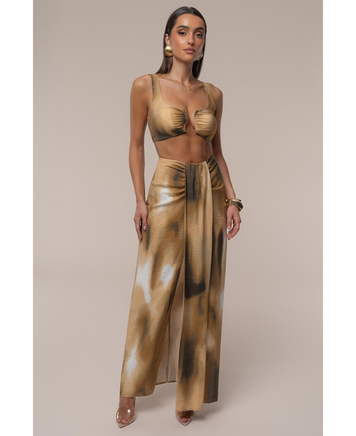 Женская юбка JLUXLABEL Flowing Elegance Maxi, цвет: Коричневый — фото 2
