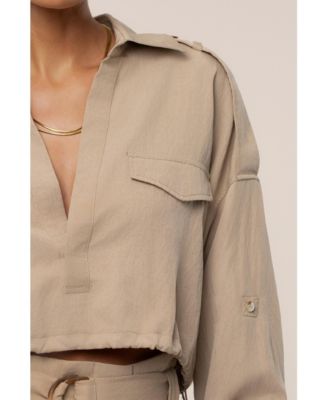 Women's Oasis Collared Crop Top