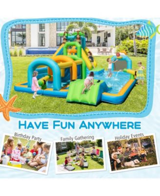 Inflatable Water Slide w/Splash Pool Climbing Wall Football Goal Blower Excluded