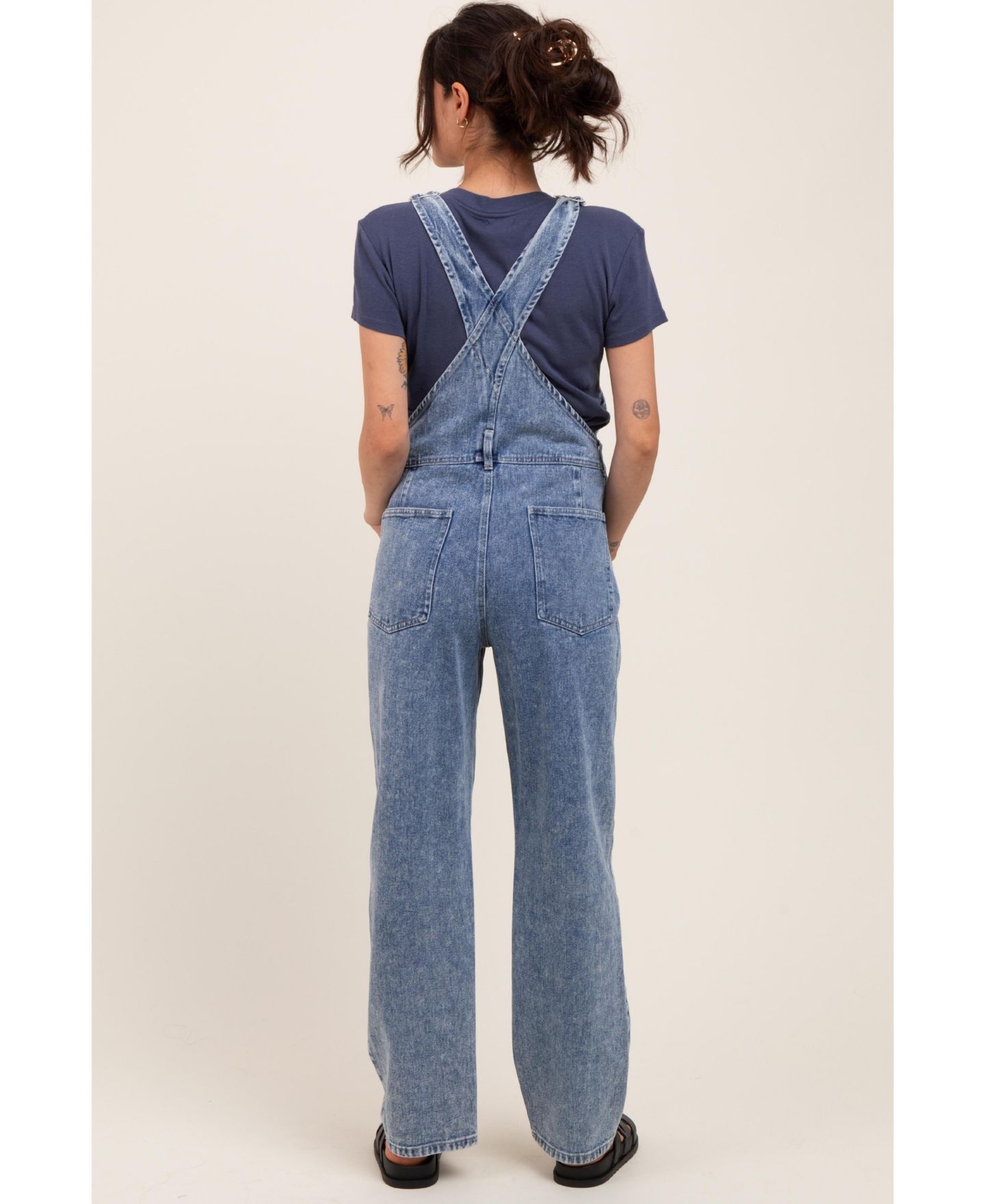Женский комбинезон Pinkblush Light Blue Wash Rolled Cuff Denim Overalls, цвет: Светлый синий — фото 4