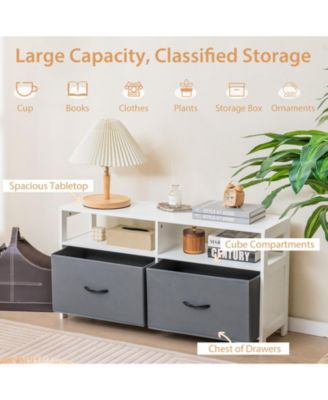 Fabric Chest of Drawers with 2 Drawers and 2 Open Shelves