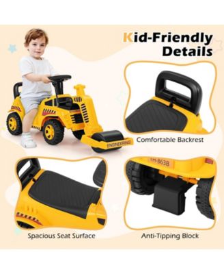 Toddler Ride on Car with Adjustable Roller and Under-Seat Storage