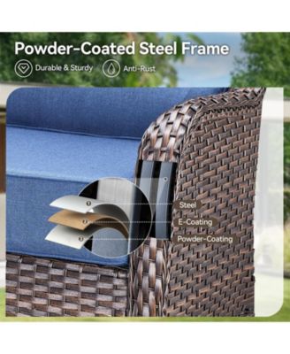 Crescent Outdoor 2-Person Wicker Glider Patio Swivel Chairs with Olefin 6 in. Thick Cushions