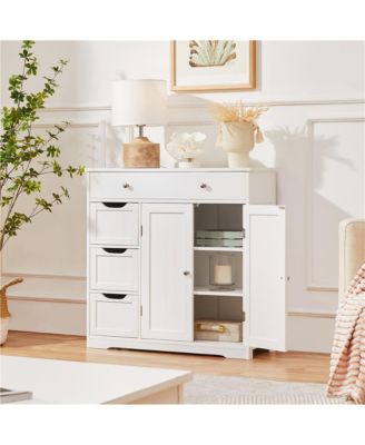 32” H Free-Standing Bathroom Floor Cabinet with 4 Drawers and 2 Doors