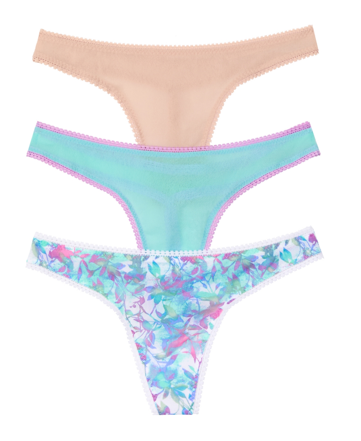 On Gossamer Ongossamer Set Of 3 Hip Mesh Thong In Multi
