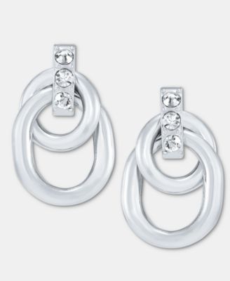Pav&eacute; Linked Circle Drop Earrings