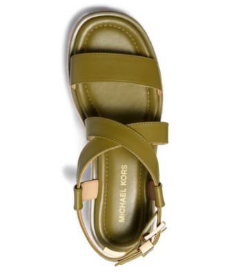 MICHAEL Lynn Leather Buckled Espadrille Sandals