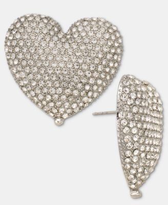 Pav&eacute; Heart Drop Earrings