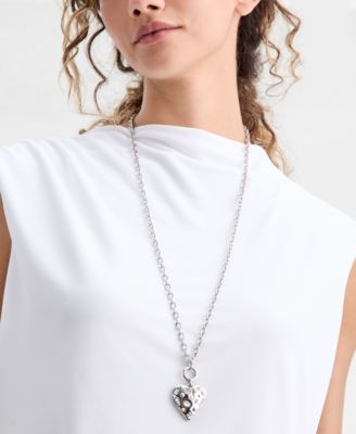Crystal & Imitation Pearl Heart Pendant Necklace, 32" + 3" extender, Macy's Exclusive