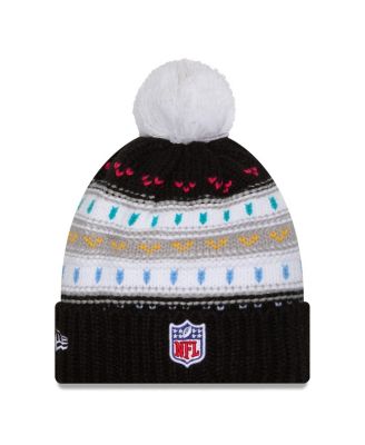 Women's Black Las Vegas Raiders 2025 NFL Crucial Catch Cuffed Knit with Pom Hat