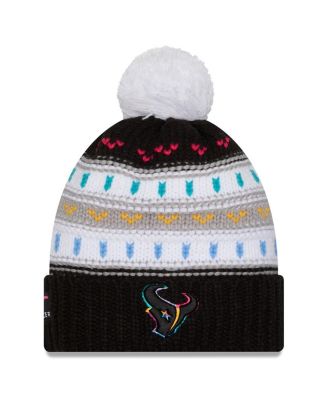 New Era - Women's Black Houston Texans 2025 NFL Crucial Catch Cuffed Knit with Pom Hat