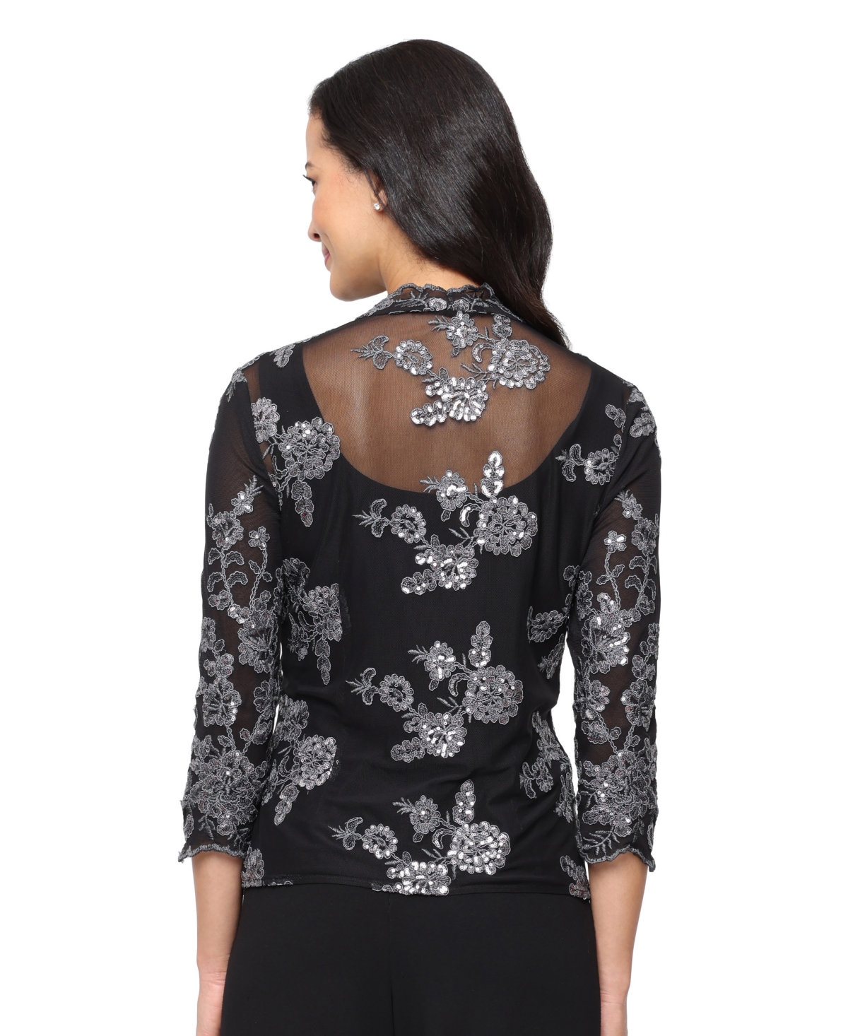 Alex Evenings Petite Embroidered Twinset In Black