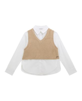GUESS - Girls 7-16 Poplin Shirt with Sweater Vest