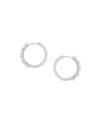 Cubic Zirconia Hinge Hoop Earrings