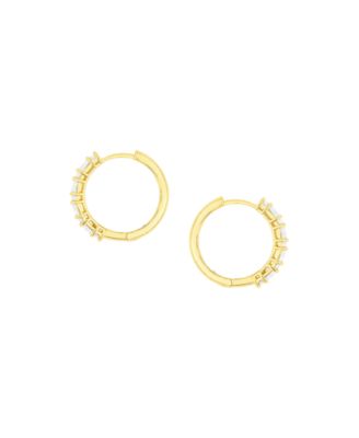 Cubic Zirconia Hinge Hoop Earrings
