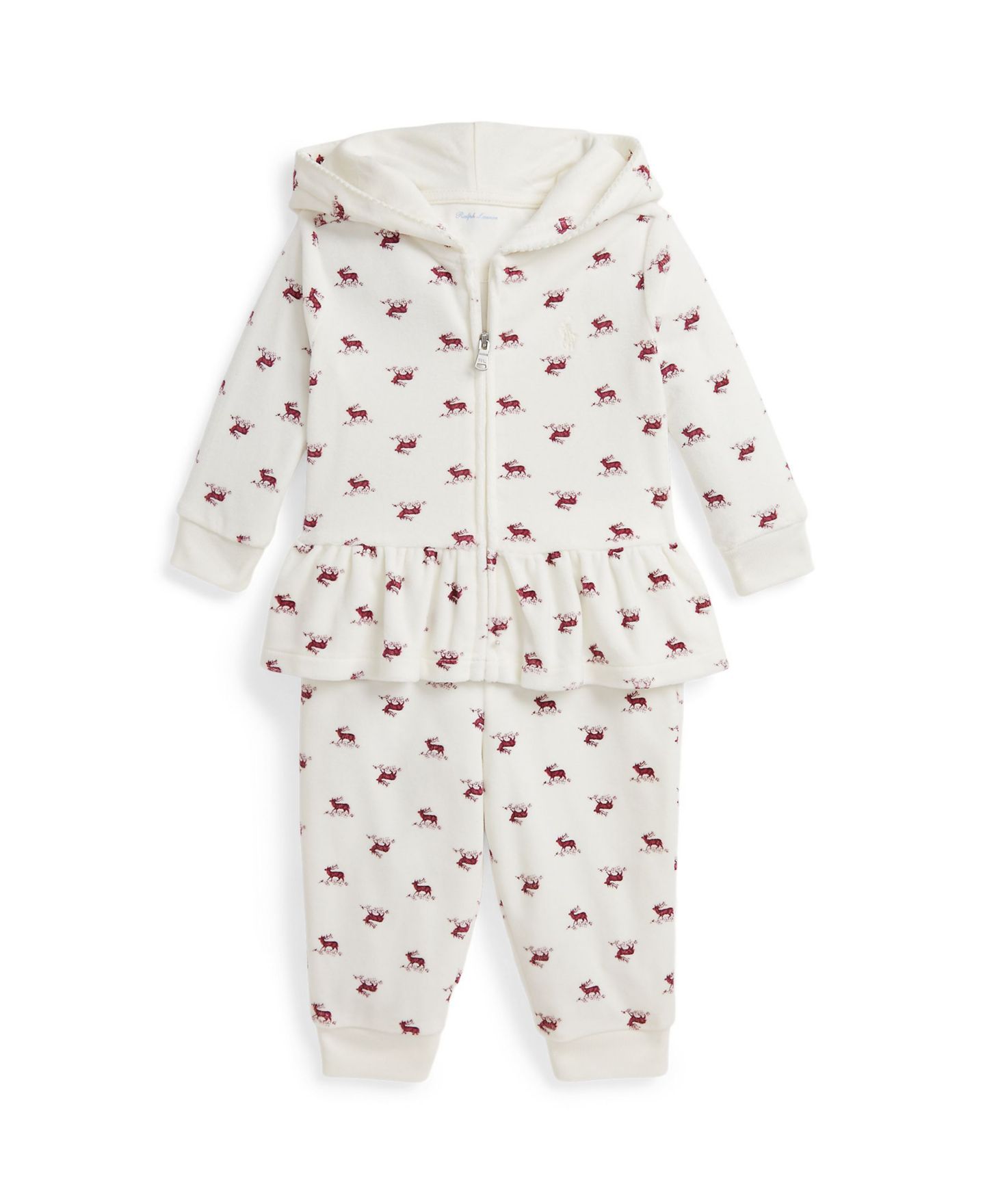 Комплект Polo Ralph Lauren Printed Hoodie and Pants, 2-Piece Set для девочек-малышей, цвет: Белый — фото 1