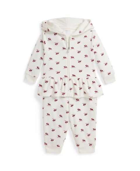 Комплект Polo Ralph Lauren Printed Hoodie and Pants, 2-Piece Set для девочек-малышей, цвет: Белый