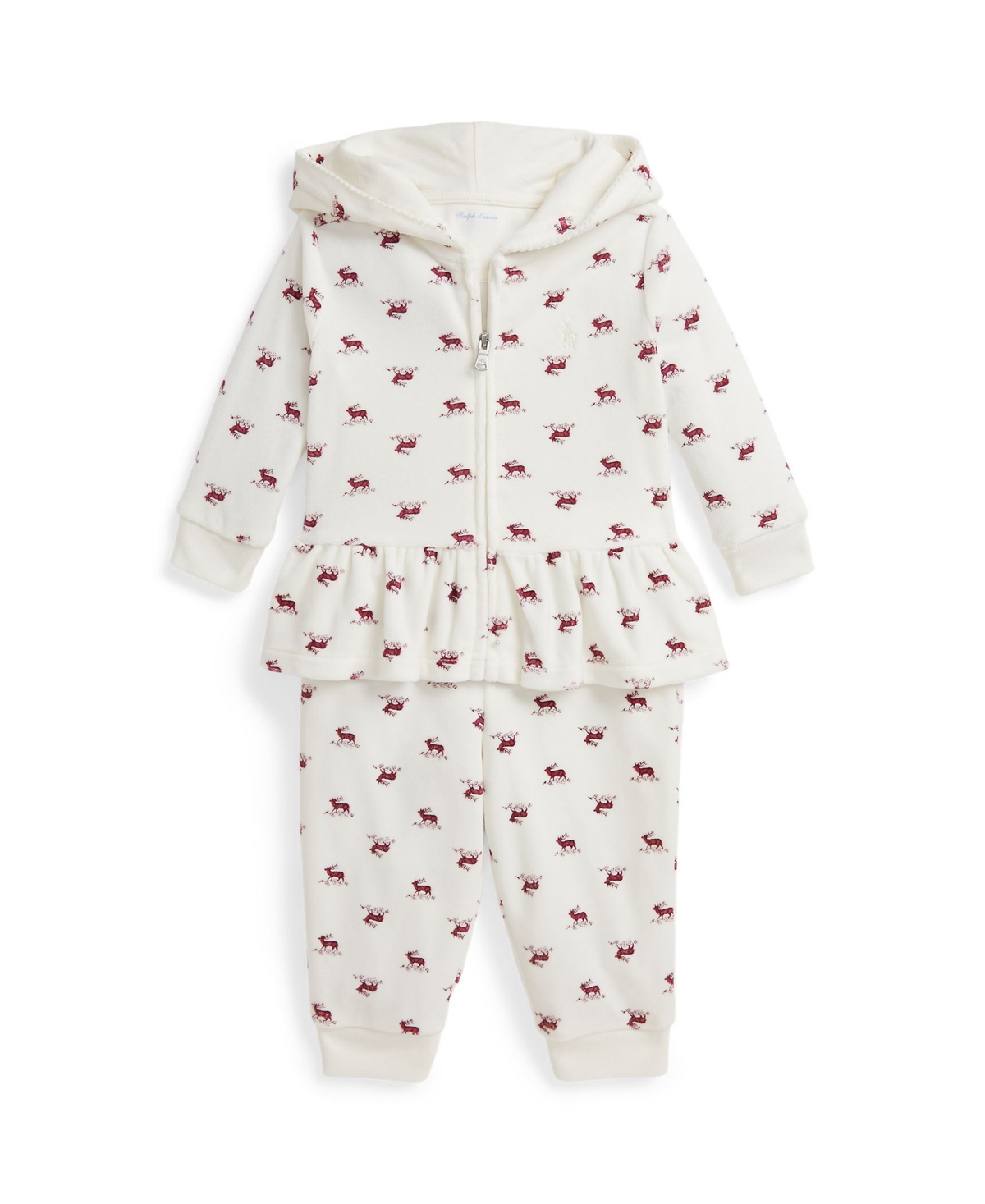 Polo Ralph Lauren Baby Girls 2-piece Printed Hoodie And Pants Set In White