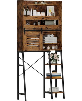Over The Toilet Storage with Cabinet for Bathroom, Vintage Brown