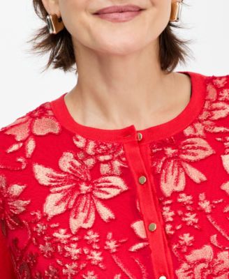 Women's Metallic Jacquard-Front Party Cardigan, Macy's Exclusive