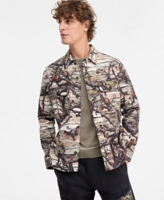 Hugo Boss - Epoldo Long Sleeve Owl Print Button-Front Shirt-Jacket