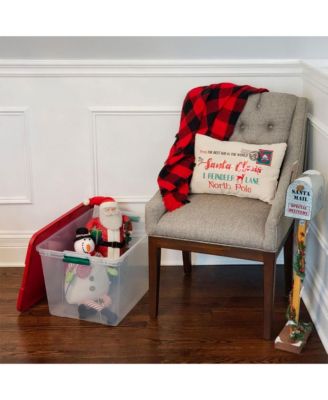 64 Qt Secure Latch Clear Plastic Storage Container Bin w/ Red Lid, 2 Pack