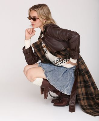 Women's Plaid Oversized Maxi Trench Coat