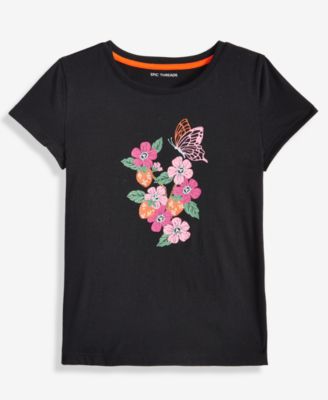 Epic Threads - Little & Big Girls Floral-Graphic T-Shirt