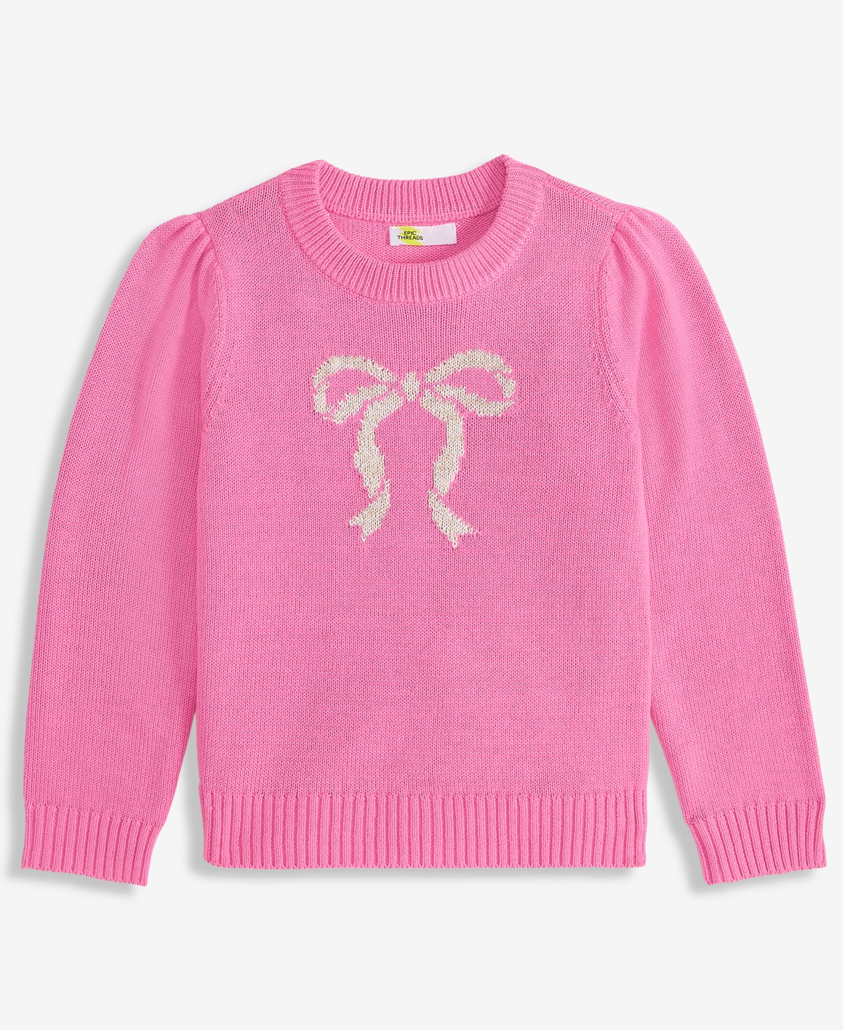 Epic Threads Kids' Girls 5-20 Shiny Bow Sweater, Macy's Exclusive In Black
